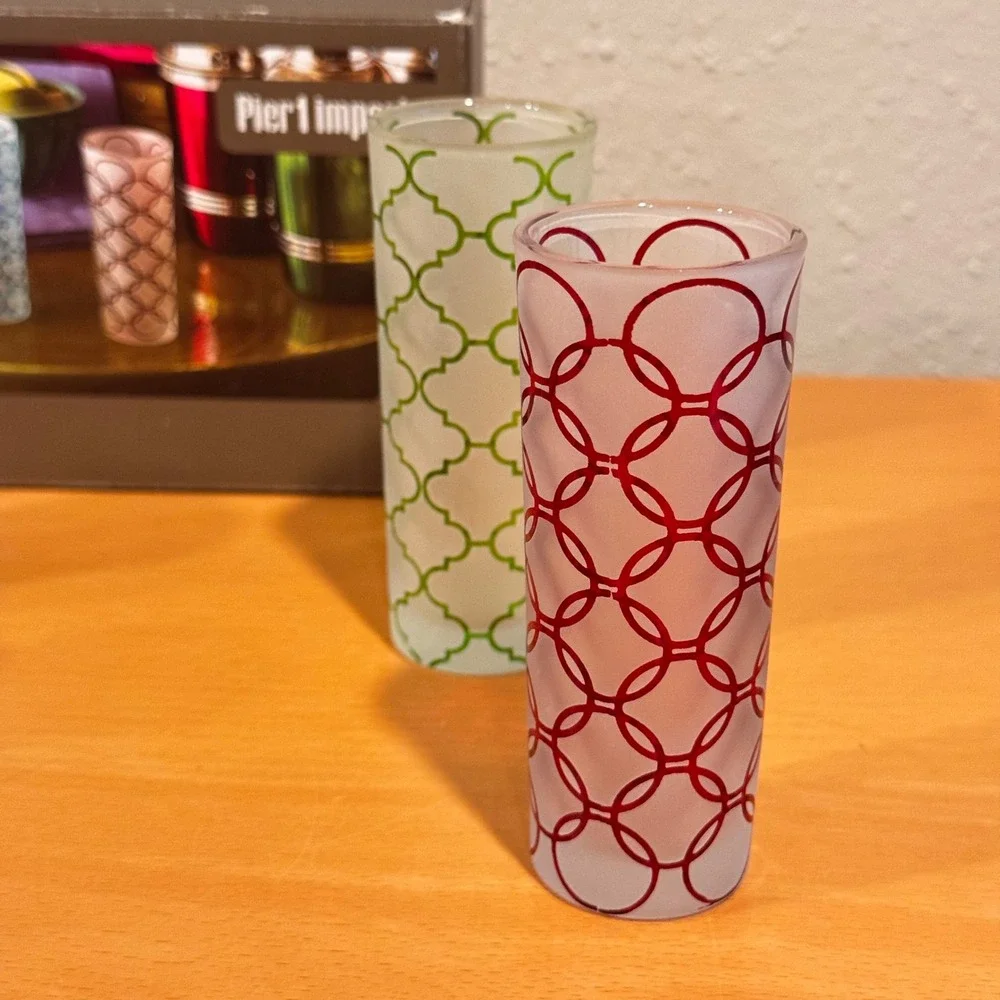 Pier 1 Imports Shot Glass Set Unisex OS Multicolor Frosted Geometric Barware